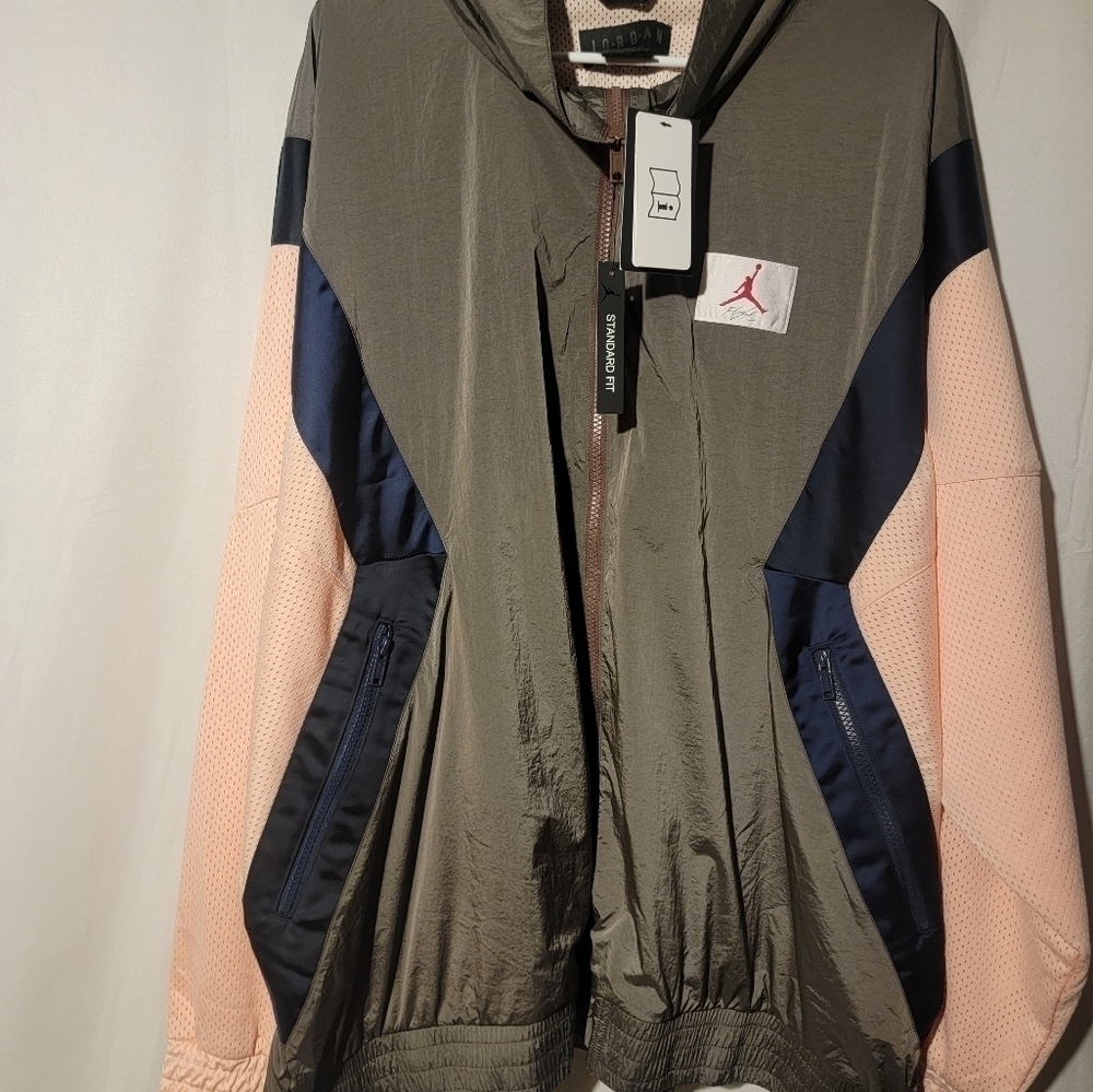Jordan Mens Jacket Size XXL Flight Warm-Up Lightweight AJ 5 Gray  Sample